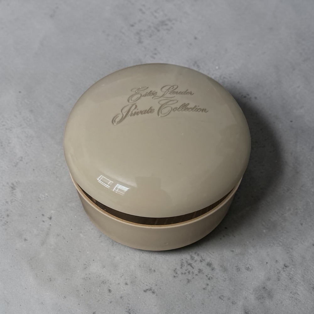 Estee Lauder Private Collection Perfumed Body Powder 4.25 oz Vintage Jar & puff